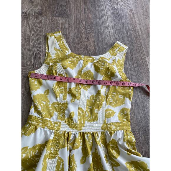 eShakti Women's Floral Dress Size MediumChartreuse Sleeveless Knee Length - Picture 7 of 9